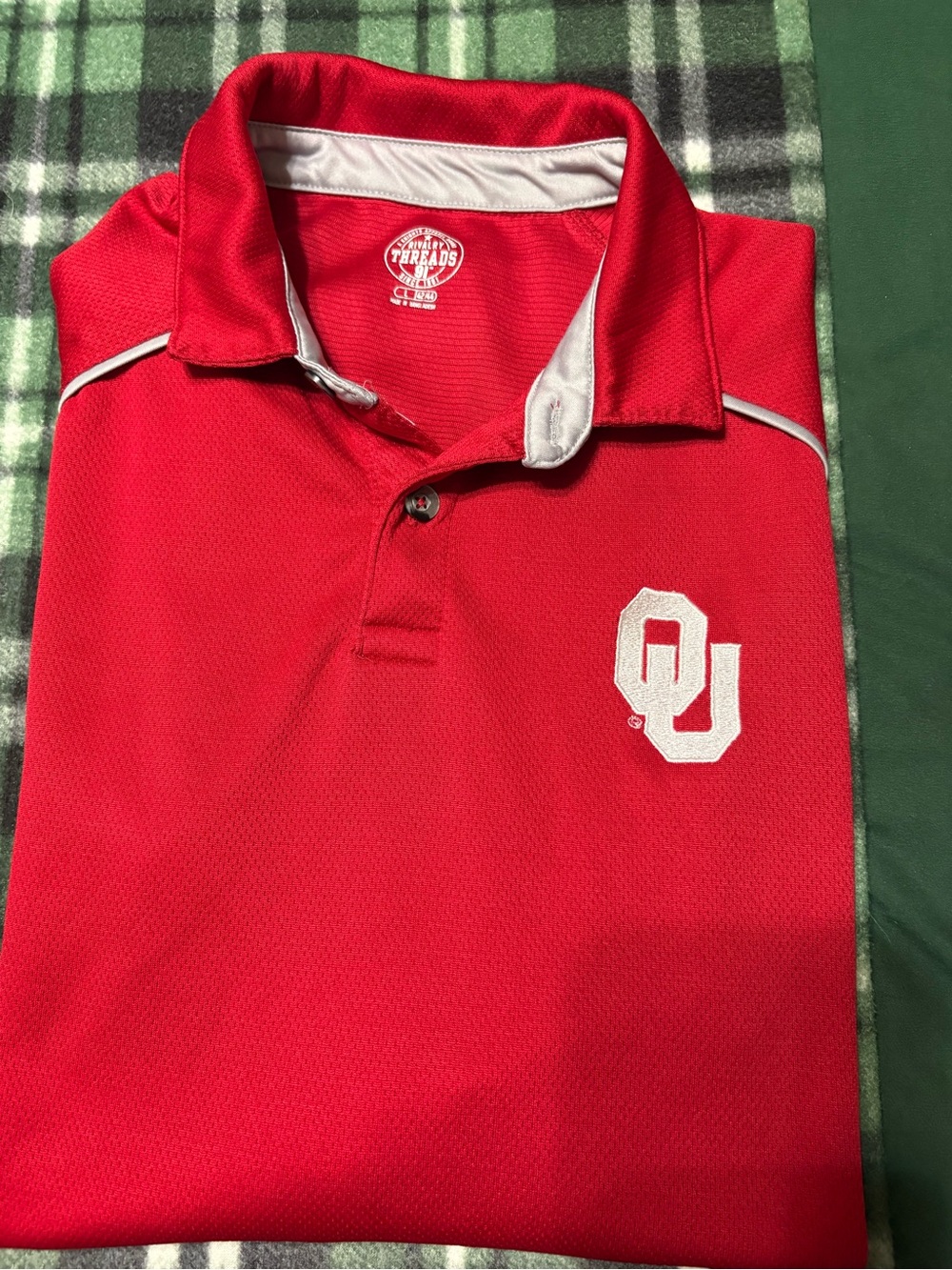 Rivalry Threads Red Polo with White Logo and Trim